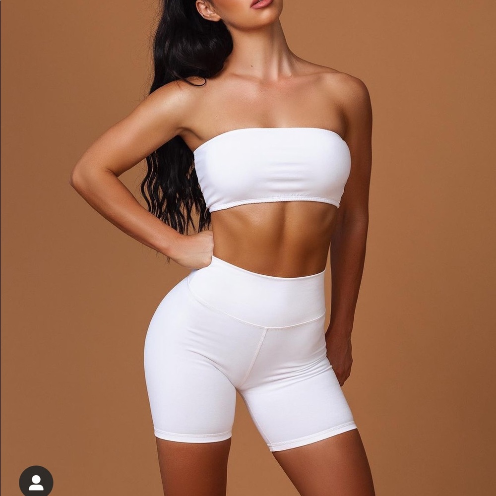 Muscle nation x Rachel Dillon white shorts